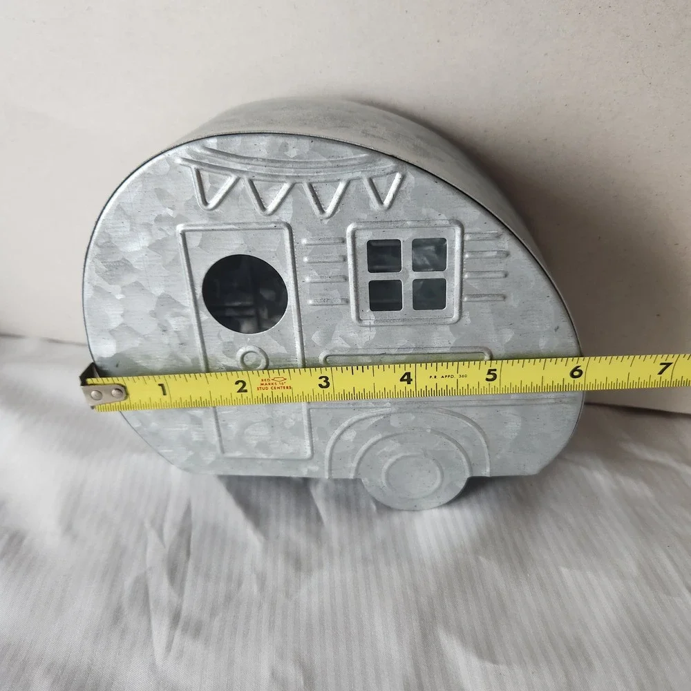 Galvanized Metal Camper LED Candle Decor‎ Cute Rustic Teardrop Trailer Decor
